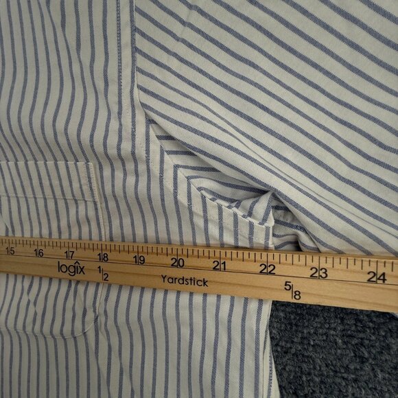 Brooks Brothers 16.5 Classic Fit Button Up Shirt Short Sleeve Striped Blue White - Picture 7 of 16